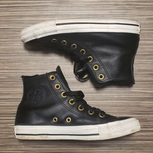 Black Converse High Top w/ Gold Hardware